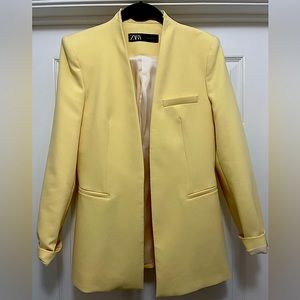 Zara Pale Yellow Blazer, Size L